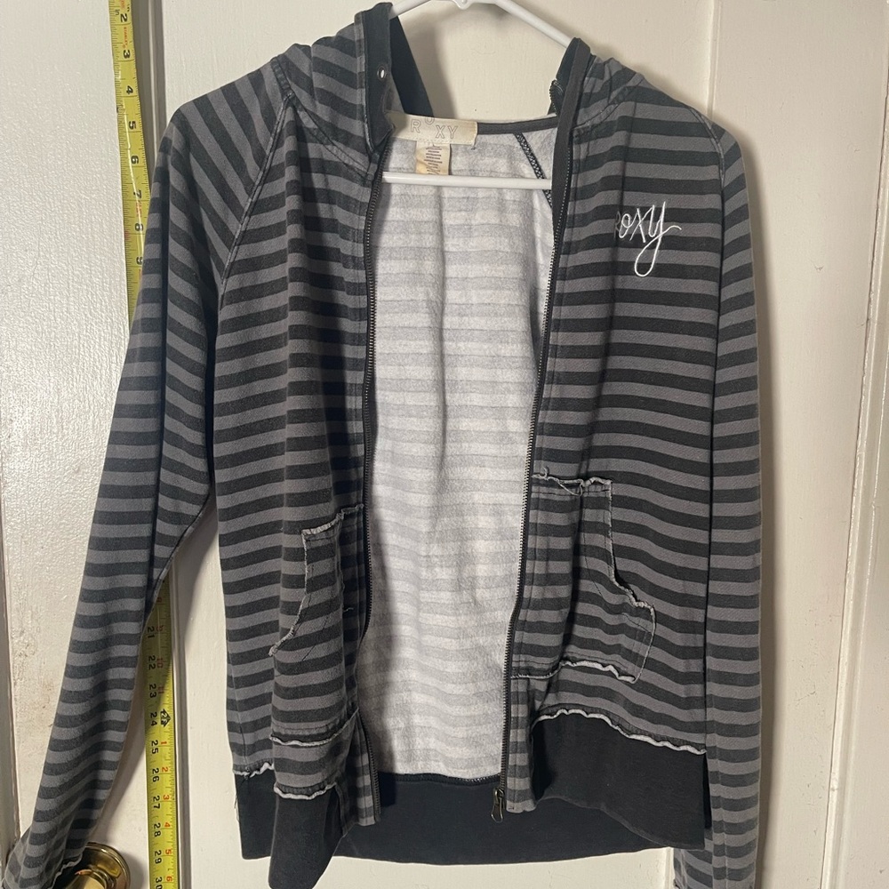 Roxy Gray and Black Striped Hoodie